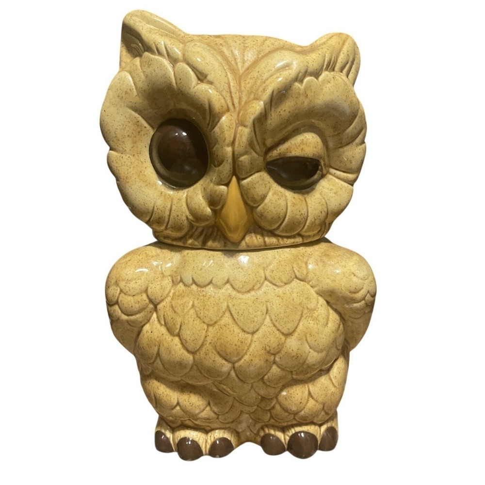 Shawnee Pottery Vtg Yellow Winking Owl 11.5" Cookie Jar USA MCM Granny‎ Cottage